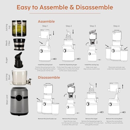 Glen Cold Press Juicer for Home, 200W, 108mm Large Feed, 800ml Juice & 700ml Pulp Cup, 2 Size Filter, Low Noise RPM, Fruit & Vegetable Slow Juicer Machine, Easy Clean - SA-4015HSJ - Image 4