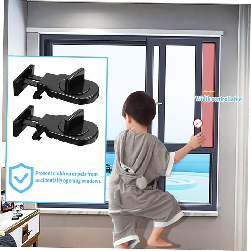 2 Pack Adjustable Aluminum Alloy Window Locks Security Stoppers For Sliding Doors - Image 3