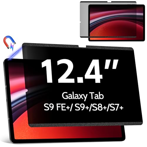 Protescreen Magnetic Privacy Screen Protector for Samsung Galaxy Tab S9 Plus/Tab S9 FE+ Plus/S7 FE 5G / S8/S7 Plus 12.4 Inch Filter Anti Glare Blue Light Screen Removable Screen Protector,Anti-Spy,Bubble Free - Image 1