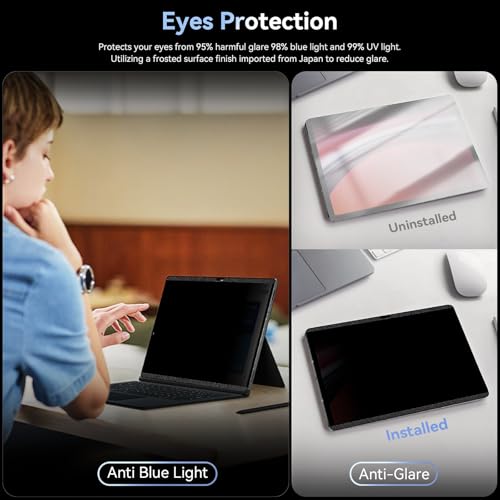 Protescreen Magnetic Privacy Screen Protector for Samsung Galaxy Tab S9 Plus/Tab S9 FE+ Plus/S7 FE 5G / S8/S7 Plus 12.4 Inch Filter Anti Glare Blue Light Screen Removable Screen Protector,Anti-Spy,Bubble Free - Image 3