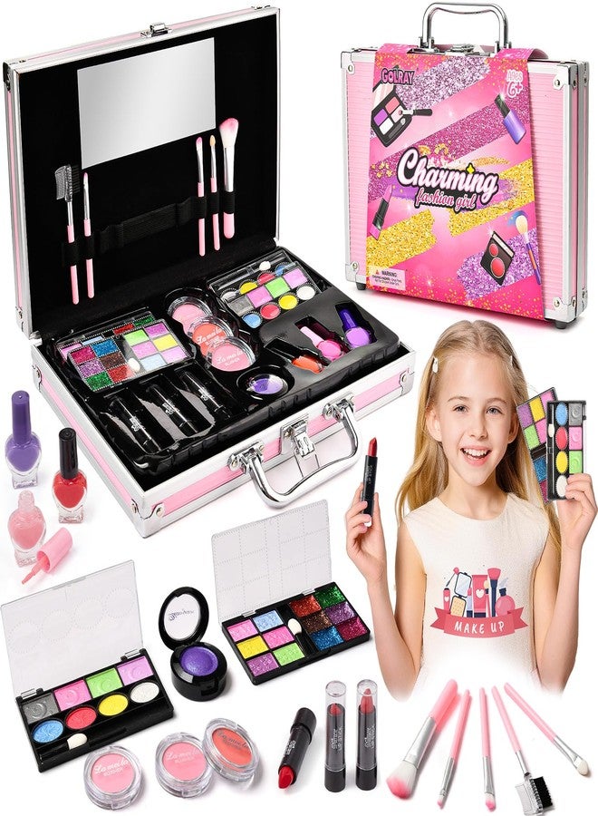 Golray Teen Makeup Kit for Girls Ages 8-12, Starter Full Make up Set With Train Case/4 Eyeshadow Pallets/Blush/Lipstick/Brush, Kid Birthday Gift Beauty Toy for Girl 9 10 11 12 Years - Image 1