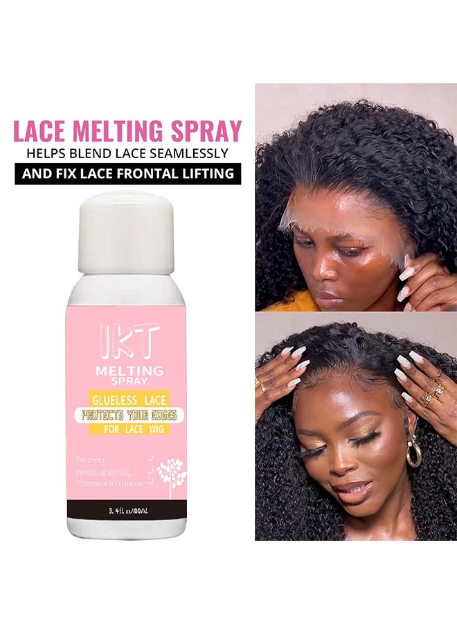 IKT Lace Melting Spray, Thin Silicone Hair Replacement Adhesive, Glueless Wig Adhesive, Long Lasting Fixation For Poly And Lace Wigs, Wigs, Wig Systems, Invisible, Waterproof Adhesive, Wig Melting Spray & Hair Adhesive For Wigs, 100ml - Image 3