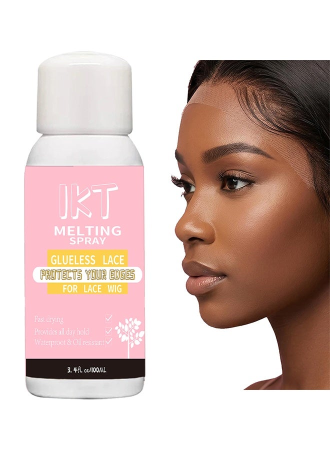 IKT Lace Melting Spray, Thin Silicone Hair Replacement Adhesive, Glueless Wig Adhesive, Long Lasting Fixation For Poly And Lace Wigs, Wigs, Wig Systems, Invisible, Waterproof Adhesive, Wig Melting Spray & Hair Adhesive For Wigs, 100ml - Image 1