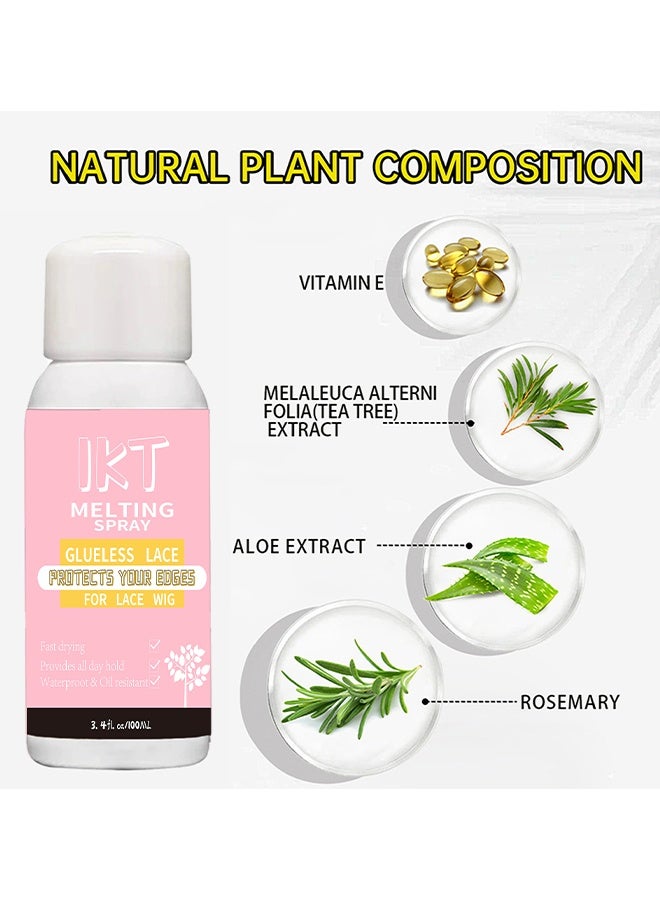 IKT Lace Melting Spray, Thin Silicone Hair Replacement Adhesive, Glueless Wig Adhesive, Long Lasting Fixation For Poly And Lace Wigs, Wigs, Wig Systems, Invisible, Waterproof Adhesive, Wig Melting Spray & Hair Adhesive For Wigs, 100ml - Image 4