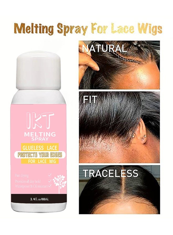 IKT Lace Melting Spray, Thin Silicone Hair Replacement Adhesive, Glueless Wig Adhesive, Long Lasting Fixation For Poly And Lace Wigs, Wigs, Wig Systems, Invisible, Waterproof Adhesive, Wig Melting Spray & Hair Adhesive For Wigs, 100ml - Image 2