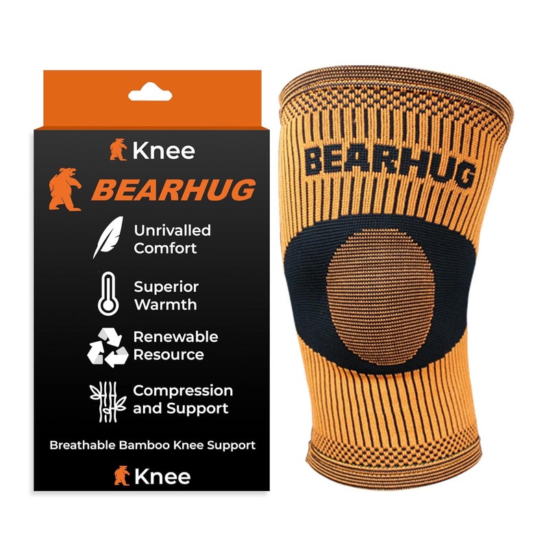 Bearhug دعم الركبة من بامبو بيرهوج للنساء والرجال - سليف ضغط لدعم الركبة للجري والمشي ورفع الأثقال والتزلج - أكمام ودعامات للركبة لتخفيف آلام التهاب المفاصل L - Image 1