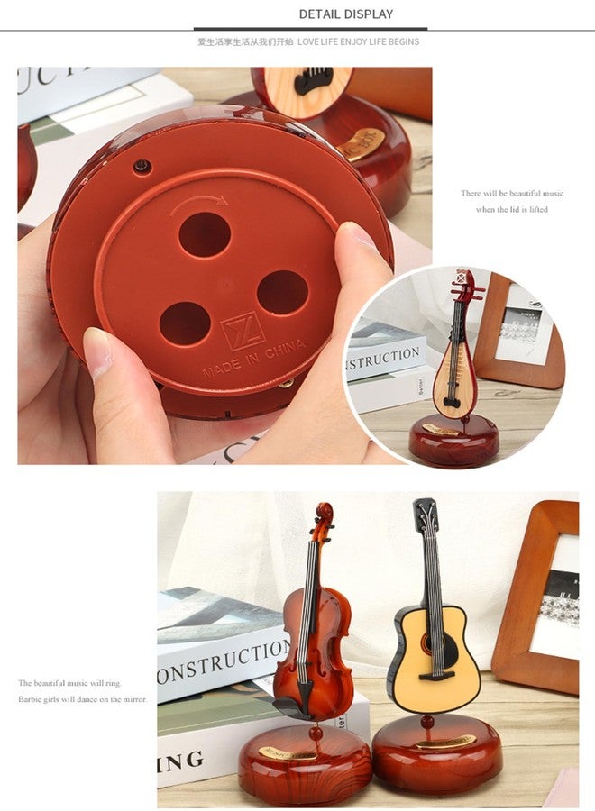 AUGEN Exclusive Music Box Musical 360° rotatable Carousel Children's Wooden Men and Women Birthday Creative Christmas Valentine's Day Gift Home Decoration (Guitar) - Image 3