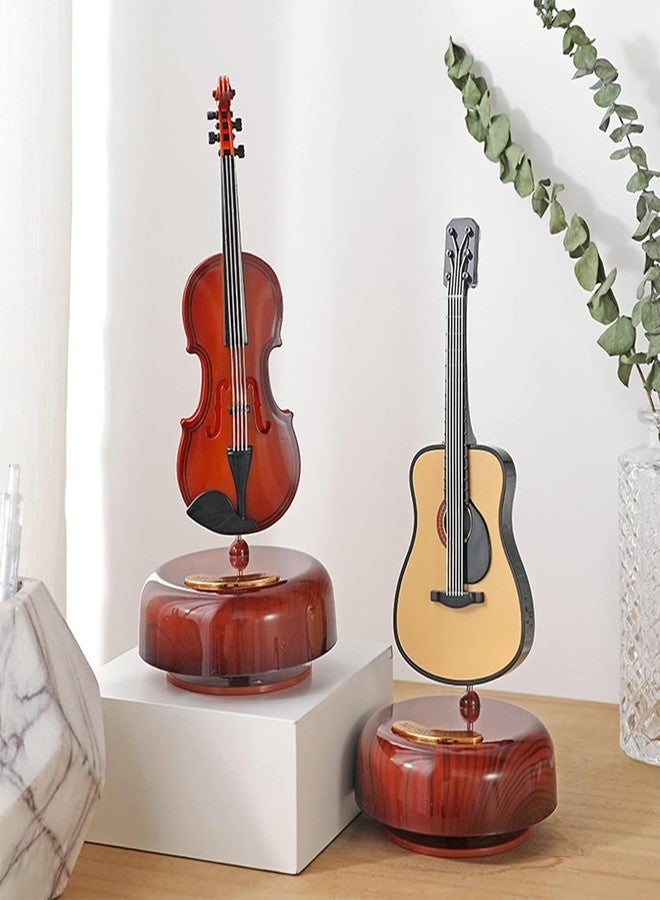 AUGEN Exclusive Music Box Musical 360° rotatable Carousel Children's Wooden Men and Women Birthday Creative Christmas Valentine's Day Gift Home Decoration (Guitar) - Image 5