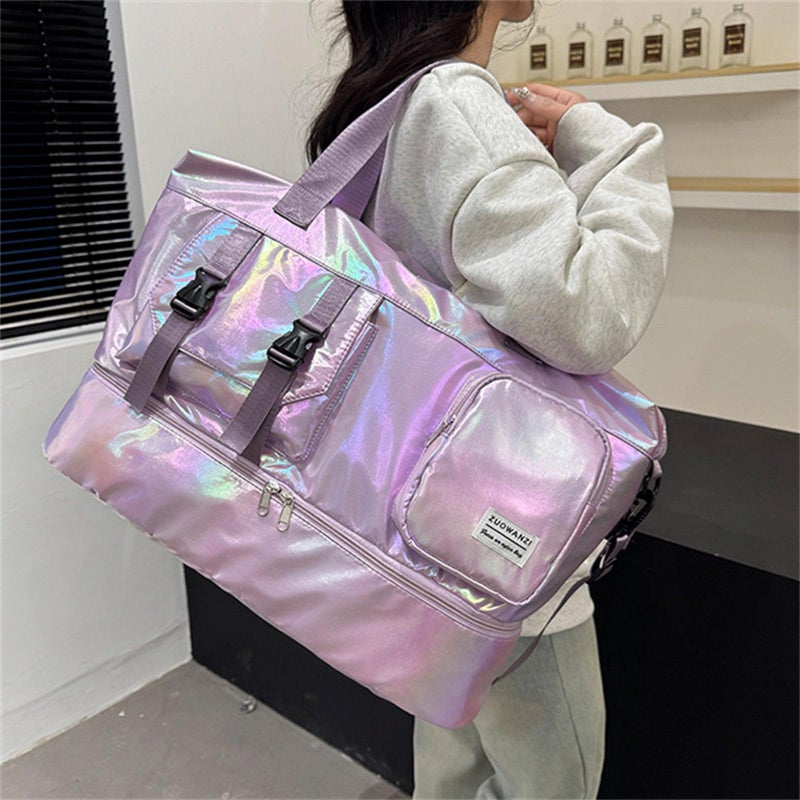 Large Capacity Waterproof Gym Bag With Dry Wet Compartment Black - Image 5
