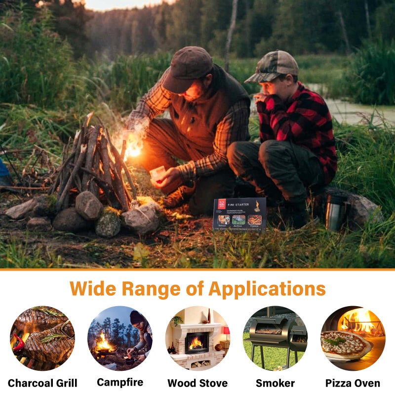 HGD (200pcs) Fire Starters for Campfires, Natural Charcoal Starters,Chimney Starter for Charcoal Grill, Indoor Outdoor Use, Weather-Resistant - Image 5