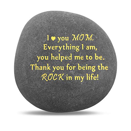 Jokmae Unique Gift for Mom - Thank You for Being My Rock, Valentines Mothers day Christmas Birthday Gifts for Mother from Daughter Son, Novelty Keepsake Paperweight Stone Engraved Rock with Sentiment Words - Image 1