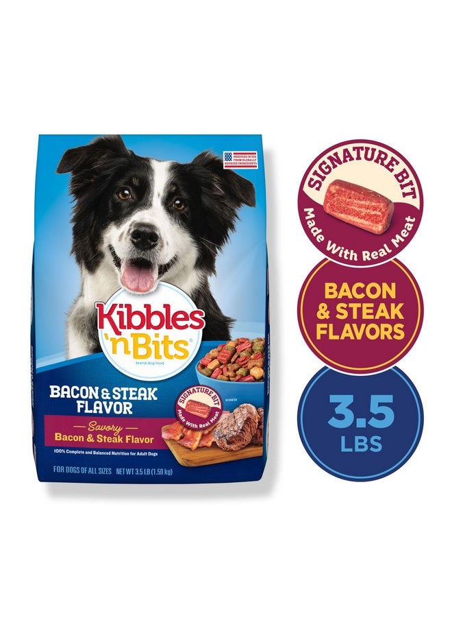 Kibbles 'n Bits - Kibbles 'n Bits Savory Bacon & Steak Flavor Dry Dog Food, 3.5 lb. Bag - Image 1