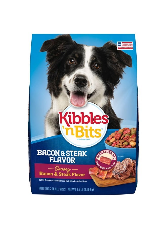 Kibbles 'n Bits - Kibbles 'n Bits Savory Bacon & Steak Flavor Dry Dog Food, 3.5 lb. Bag - Image 1