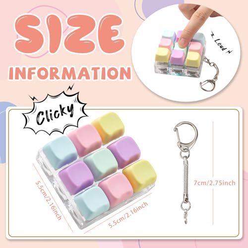 mintcaps Keyboard Fidget Toy Fidget Keychain with Led Light Button Keyboard Clicker Fidget Toy for Adults Stress Relief Keyboard Fidget Clicker Style B - Image 5