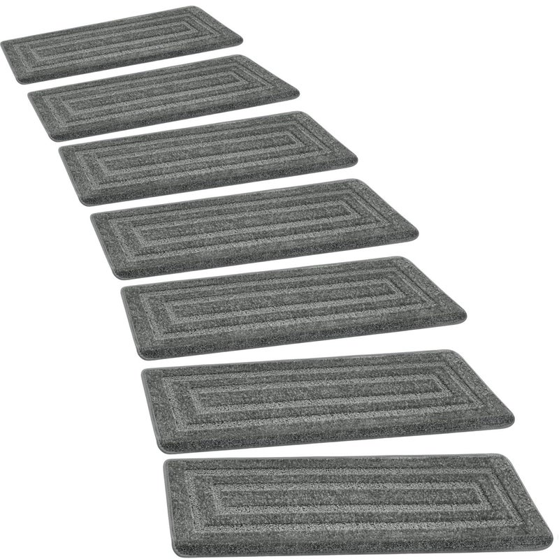 PURE ERA Bullnose Carpet Stair Treads Set Tape Free Non-Slip Indoor Stair Protectors Pet Friendly Rugs 9.5" x 30"(14 Pieces,Grey Rectangular) - Image 1