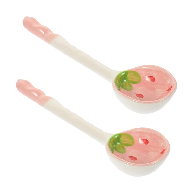 Large Ceramic Strawberry Spoons Set Of 2 For Fruit Serving And Home Kitchen Decoration - Image 2