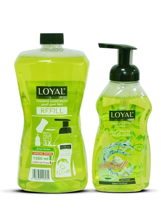 Loyal Foaming Hand Wash Refill 1500ML + 500ML Green Garden - Image 1