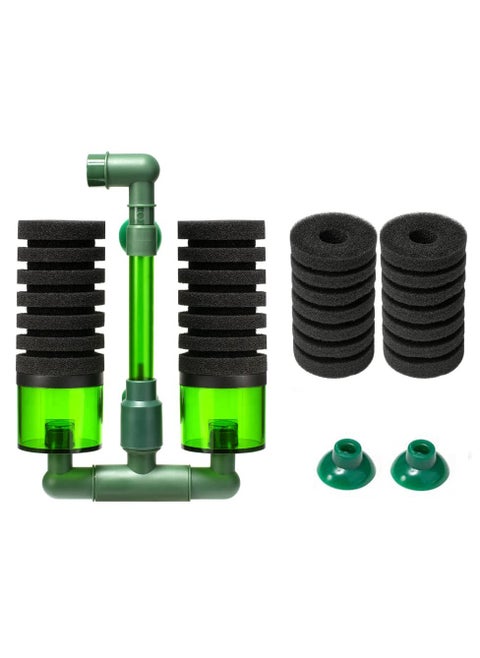 Aquarium Sponge Filter, Fish Tank Foam Filter Quiet Submersible Bio Sponge Filter with 2 Spare Sponges