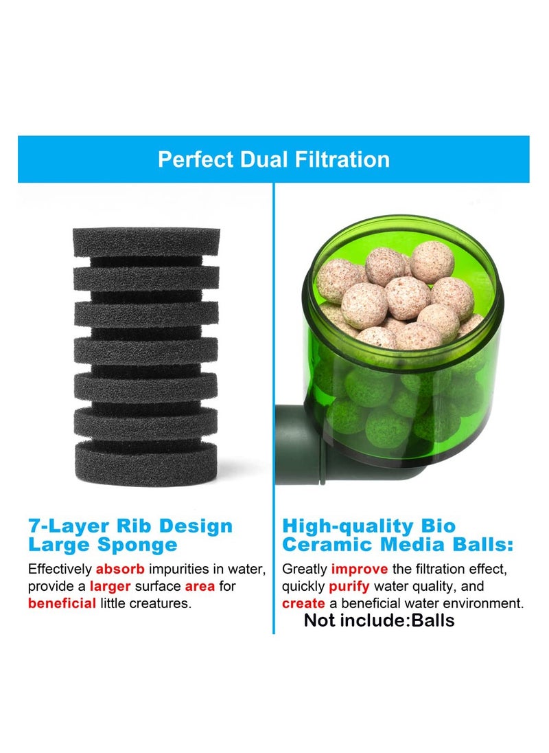 Aquarium Sponge Filter, Fish Tank Foam Filter Quiet Submersible Bio Sponge Filter with 2 Spare Sponges