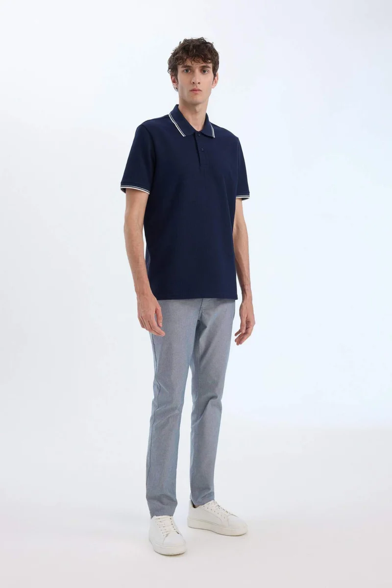 ديفاكتو Regular Fit Short Sleeve Waffle Polo Shirt