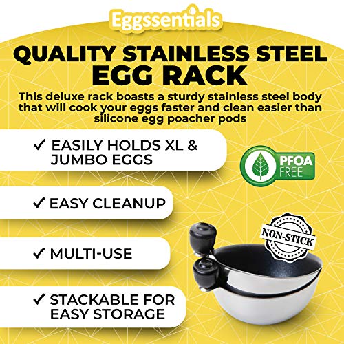 Eggssentials Egg Poacher Insert Stainless Steel Poached Egg Cooker Eggs Poaching Cup PFOA Free Egg Poachers Nonstick, 6.25" Rack Compatible with Skillet Instant Pot Pressure Cooker, 2 Poached Cups - Image 5