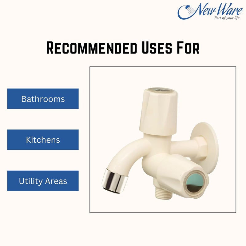 NEW WARE صنبور مياه PTMT 2 في 1 مع فلانج حائط - صنبور متعدد الاستخدامات ذو اتجاهين للمطبخ أو الحمام - Image 2