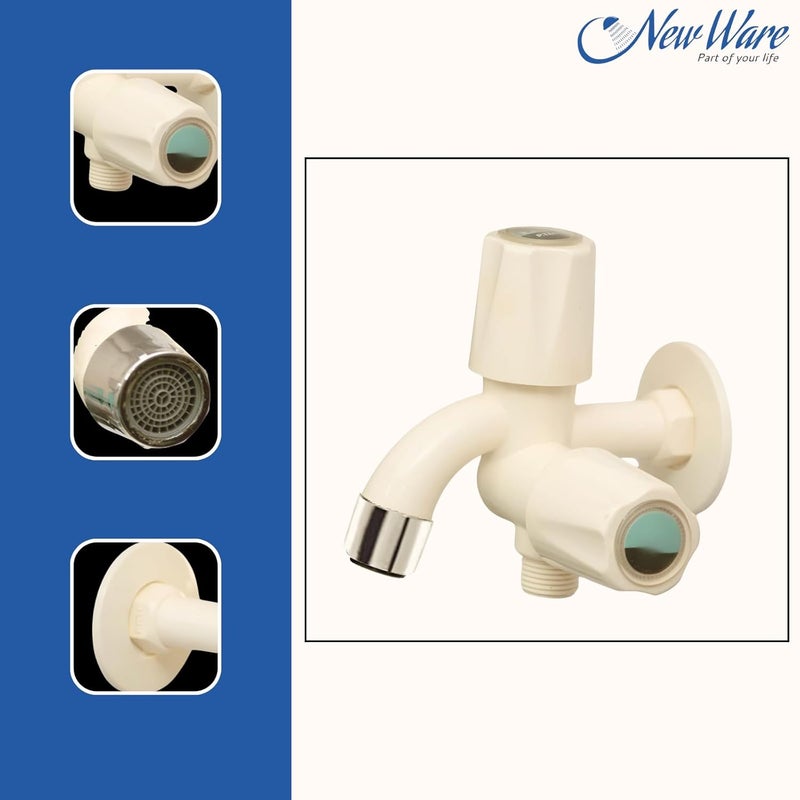 NEW WARE صنبور مياه PTMT 2 في 1 مع فلانج حائط - صنبور متعدد الاستخدامات ذو اتجاهين للمطبخ أو الحمام - Image 5