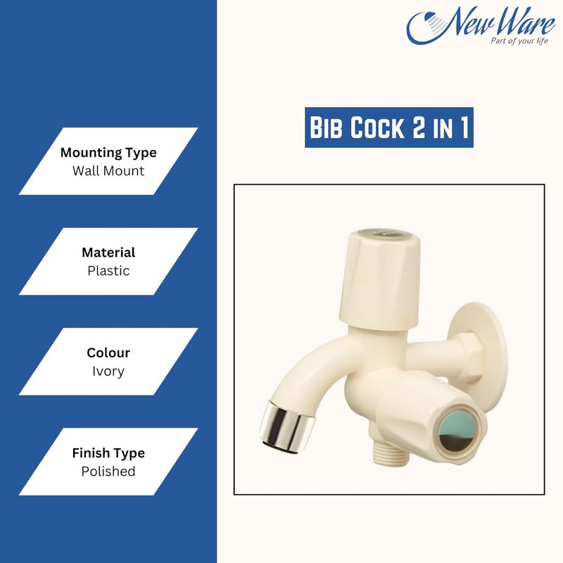 NEW WARE صنبور مياه PTMT 2 في 1 مع فلانج حائط - صنبور متعدد الاستخدامات ذو اتجاهين للمطبخ أو الحمام - Image 4