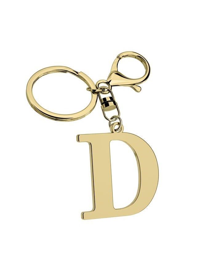 Suweibuke Stainless Steel Gold Letter A-Z Keychain for Women Men, Initial Letter Pendant with Key Ring, Charms for Key Backpack Bag, Gold-d, Average Size - Image 1