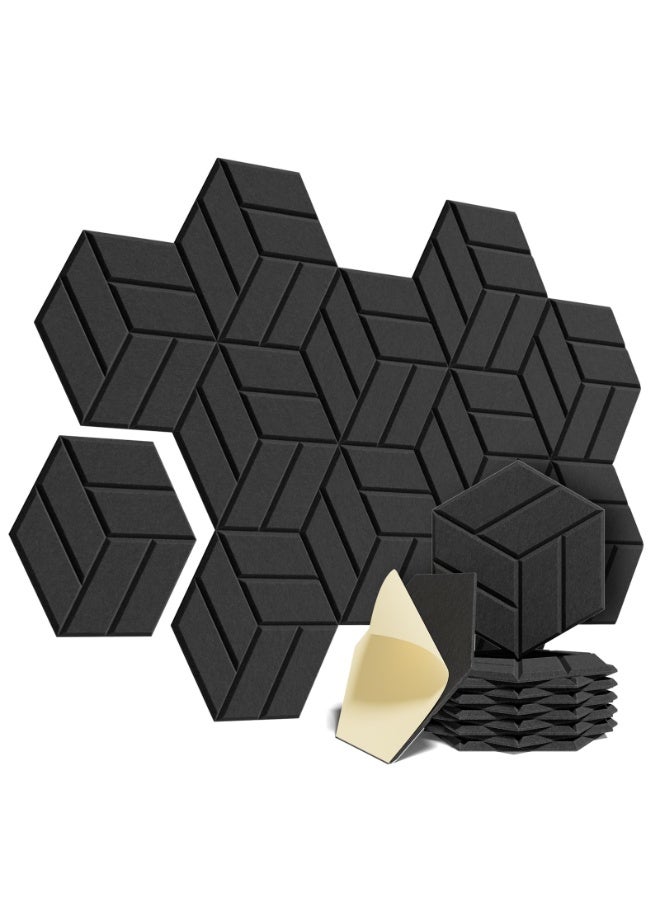 12 Pack Sound Proof Foam Panels,12X10X0.4 inch/30X26X1cm,Acoustic Panels Self-Adhesive, Soundproof Wall Panels High Density, Acoustic Panels Sound Absorbing for for Home Studio Office Wall Decoration and Acoustic Treatment Black - Image 1