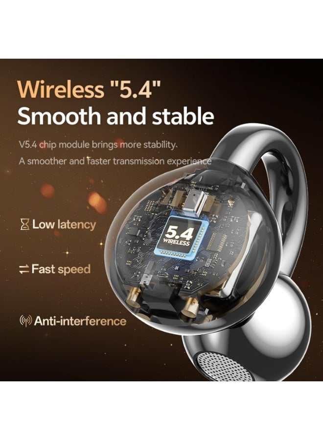 caijin Open Ear Clip On Earbuds,Bluetooth 6.0 Wireless Headphones for Women, 50H Playtime, Lightweight & Pain-Free Fit for Small Ears, IPX6，8H per charge; 4.1g ultra-light; Bluetooth 5.4; 10mm driver; touch control; for running & gym - Image 2
