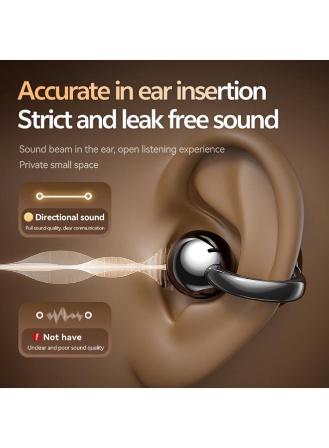caijin Open Ear Clip On Earbuds,Bluetooth 6.0 Wireless Headphones for Women, 50H Playtime, Lightweight & Pain-Free Fit for Small Ears, IPX6，8H per charge; 4.1g ultra-light; Bluetooth 5.4; 10mm driver; touch control; for running & gym - Image 3