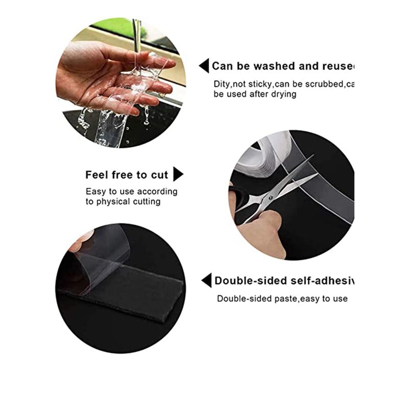 Zikra Reusable Nano Double Sided Tape - Strong Adhesive Tape Heavy Duty, No-Trace Removable Transparent Glue Fix Tape, Washable Strong Gel Anti-Slip Tape for Photos Wall Kitchen - Image 3