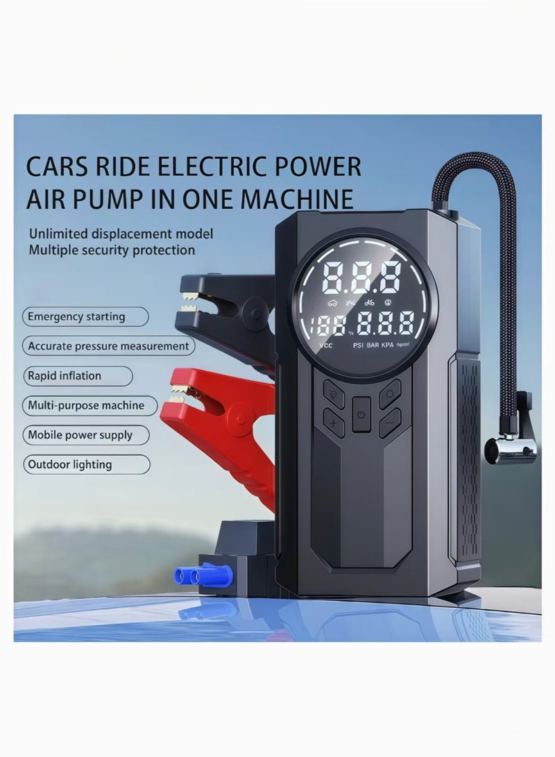 Jump Starter with Air Compressor 1000A 12V 150PSI 38.48Wh Car Battery Jump Starter  with Display and Emergency Light，10 Tire Repair Plugs Included - Image 2