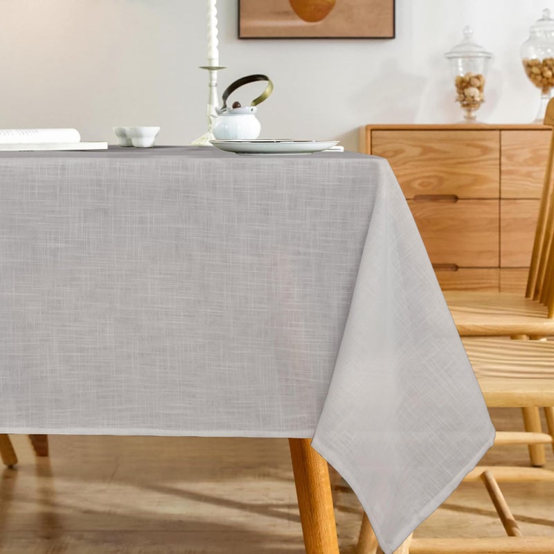 Karseteli Linen Textured Rectangle Tablecloth  Slubby Lightweight Table Cloth 70 x 90 Inch  Water Resistant Stain Resistant Farmhouse Burlap Table Cover for Kitchen Dining Room - Image 1
