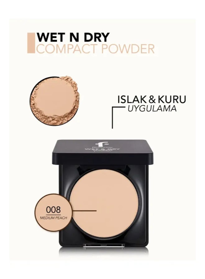 flormar Wet & Dry Compact Powder 008 Meduim Peach - Image 3