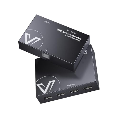 v AV Access AV Access USB Extender Power Over Cable Cat5e/6/6a/7 up to 196ft/60m, 4 Ports USB 2.0 Extender Over Ethernet, Plug and Play, Supports All Operating System(Power on TX Side) - Image 1