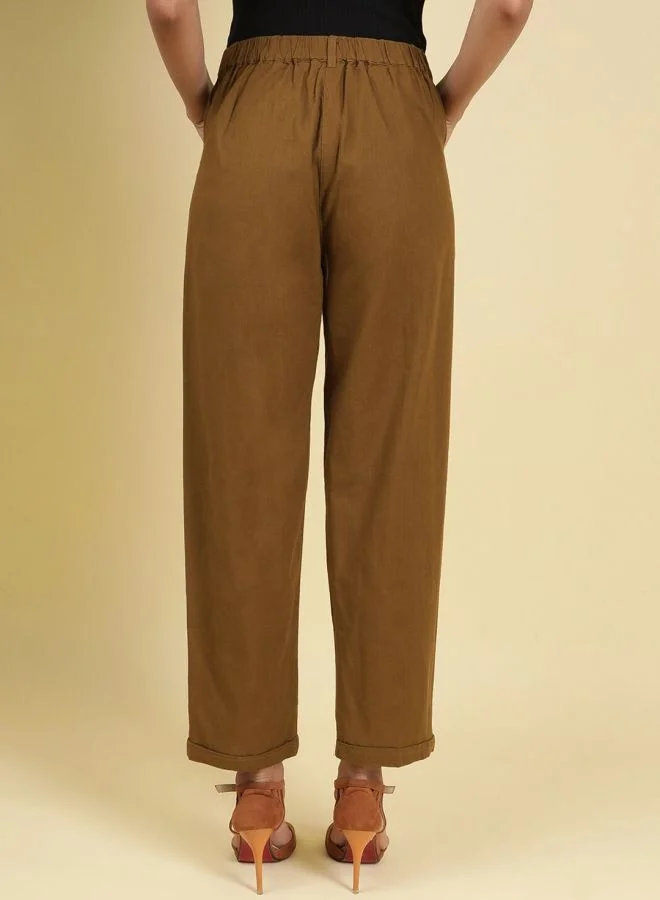 Freehand Women Regular Fit Solid Mid-Rise Pleated Pants