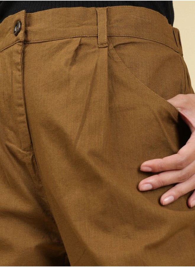 Freehand Women Regular Fit Solid Mid-Rise Pleated Pants  - Image 5