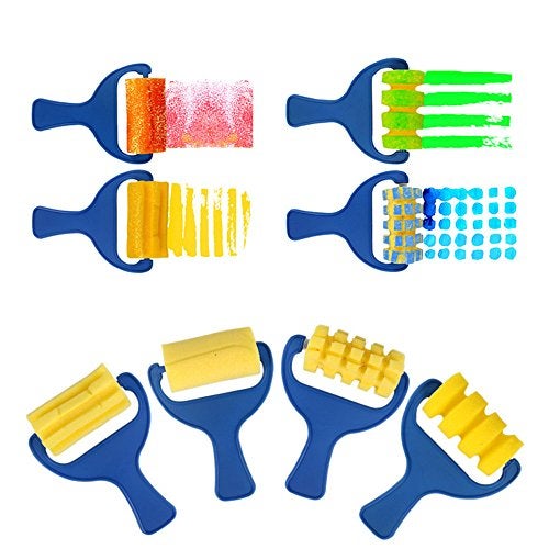 EVNEED Paint Sponges for Kids,29 pcs of Fun Paint Brushes for Toddlers.Coming with Roller,Flower Pattern Brush, Brush Set, Long Sleeve Waterproof Apron with 3 Roomy Pockets - Image 3