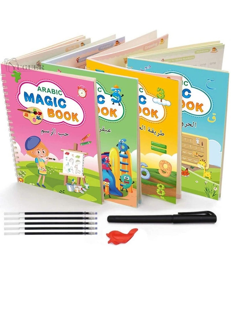 DubaiGallery 4pcs Reusable Groove Writing Book Arabic Alphabet Letters Writing Book Calligraphy Practice Toy for Kids New  - Image 2