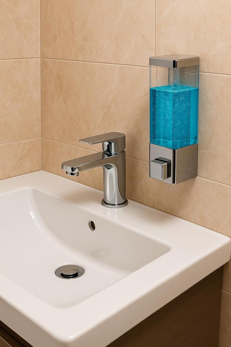 Prem Tiles موزع صابون مثبت على الحائط من ABS على شكل مكعب للشامبو، المعقم، اللوشن، جل غسل الصحون - مضخة سائلة قابلة لإعادة التعبئة للحمام، المطبخ (عبوة من 2) - Image 5