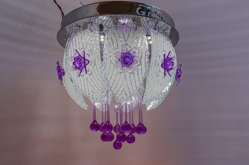 swanart Crystal Chandelier Ceiling Light with Bluetooth System & Remote Control - Modern LED Ceiling Lamp with Music Streaming, RGB Color Changing, Dimmable, for Living Room, Bedroom, Dining Room - Image 3