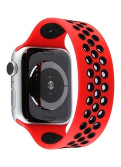 Elastic Silicone Watchband For Apple Watch Series 1/2/3/4/5/6/7/SE 38-40-41mm Red/Black