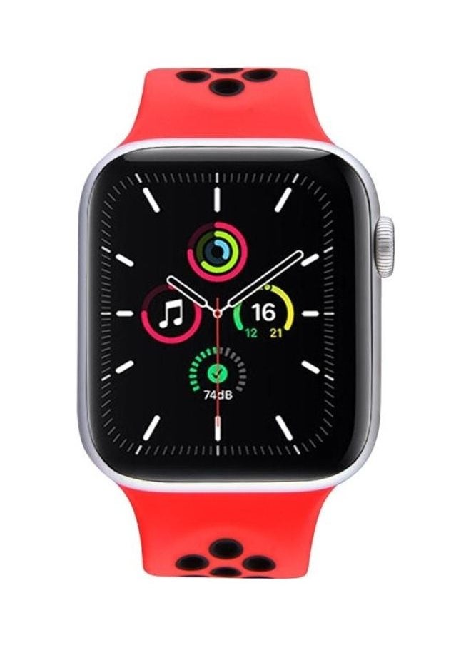 NIBEMINENT - Elastic Silicone Watchband For Apple Watch Series 1/2/3/4/5/6/7/SE 38-40-41mm Red/Black - Image 1