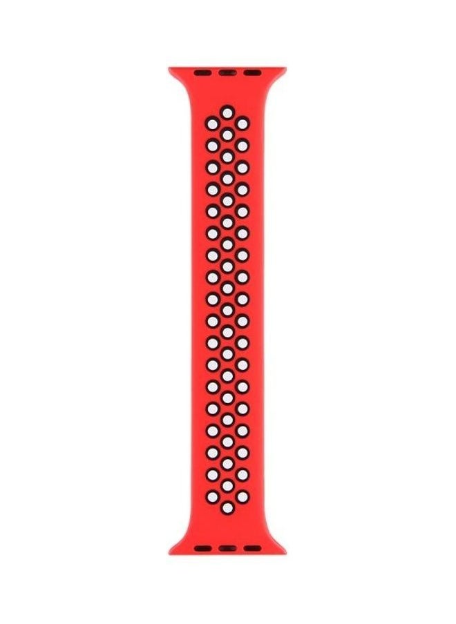 NIBEMINENT - Elastic Silicone Watchband For Apple Watch Series 1/2/3/4/5/6/7/SE 38-40-41mm Red/Black - Image 1