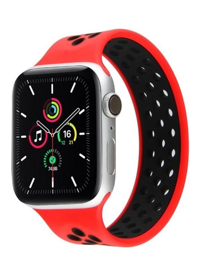 NIBEMINENT - Elastic Silicone Watchband For Apple Watch Series 1/2/3/4/5/6/7/SE 38-40-41mm Red/Black - Image 1
