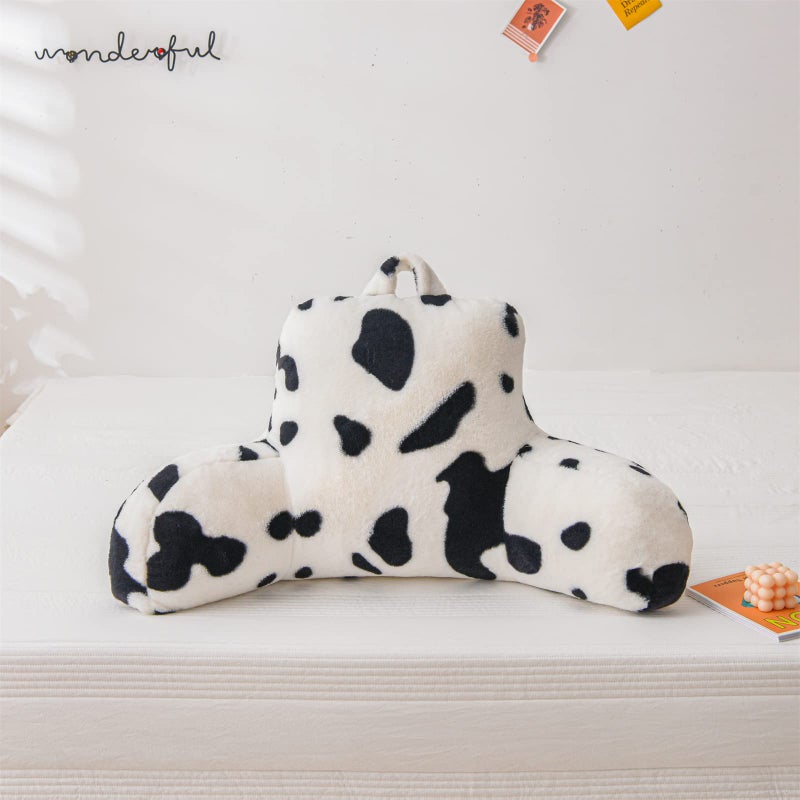 A Nice Night A Nice Night Faux Fur Reading Pillow Bed Wedge Large Adult Children Backrest with Arms Back Support for Sitting Up in BedCouch for BedrestCow 