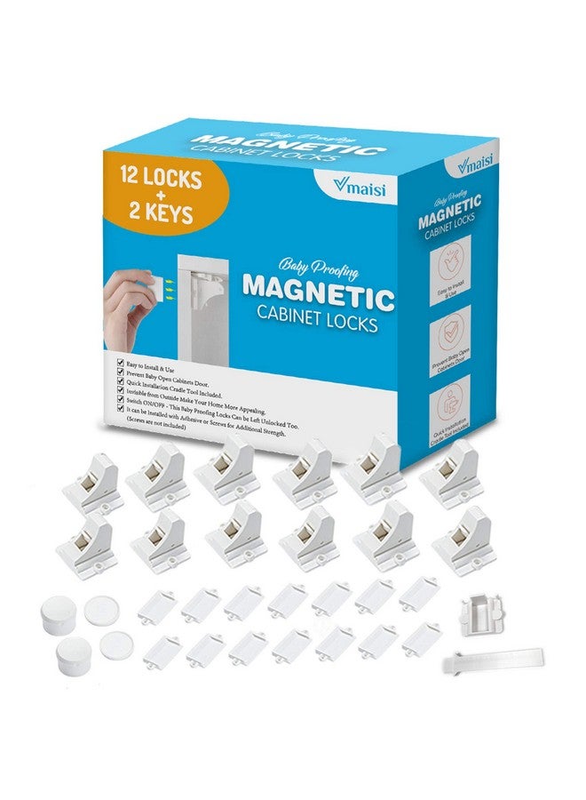 vmaisi أقفال خزائن مغناطيسية لاصقة (12 قفل و 2 مفتاح) - Image 2