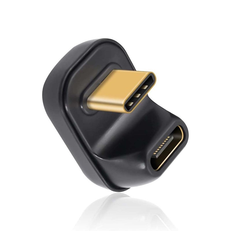 TECPHILE 100W USB C U-Shape Adapter, 180 Degree Converter, 40Gbps High Speed Data Transfer, Type-C Male to Female Fast Charging Connector, Compatible with Mobile, Laptops, Tablets, and USB-C Devices